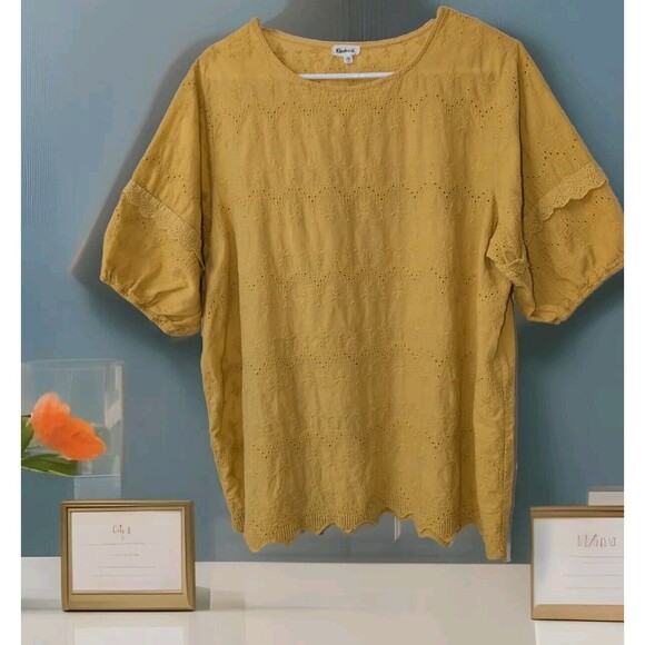 Anthropologie Kindred Top Embroidered Women's Size 3XL Cotton - Picture 1 of 6